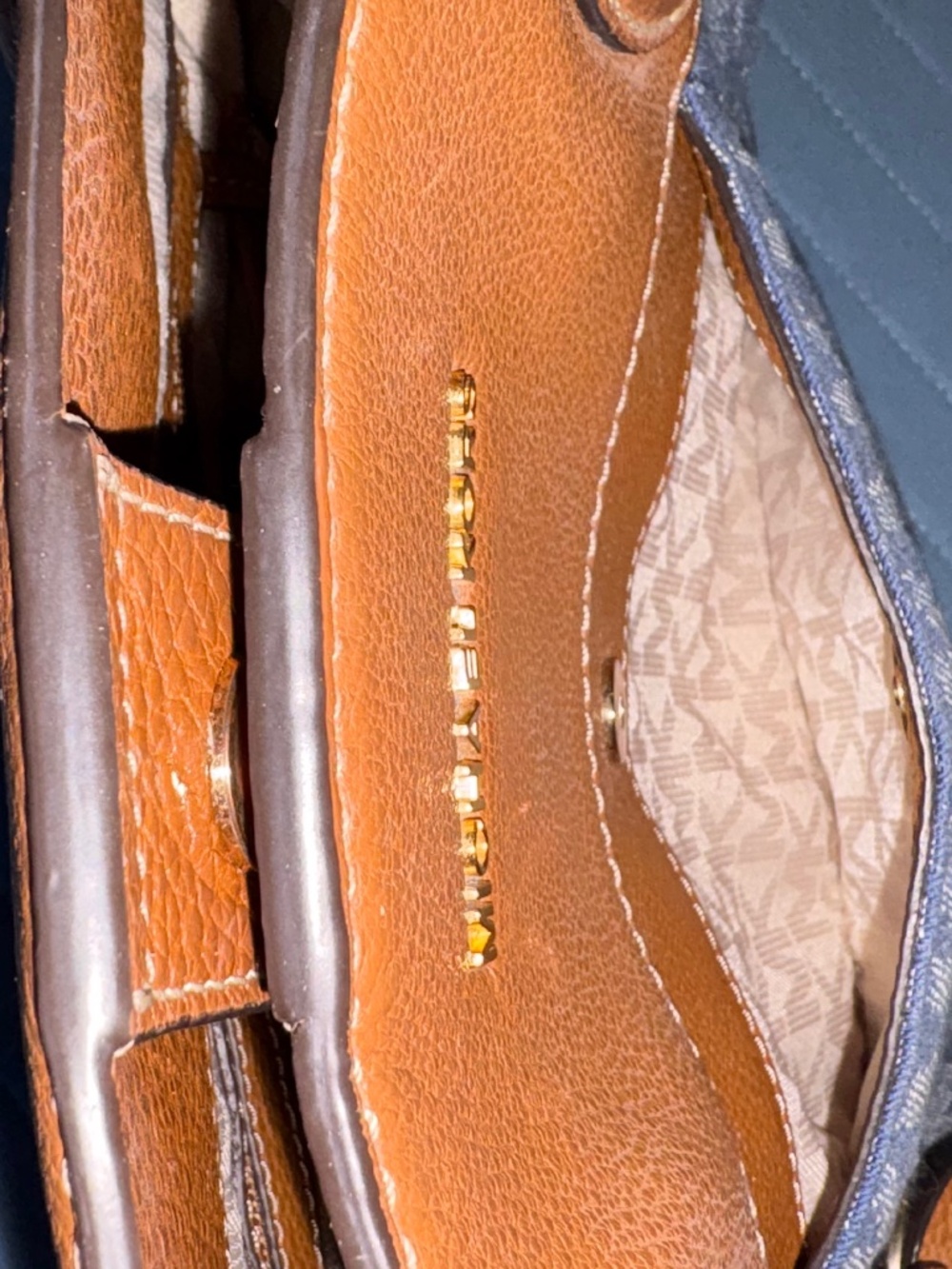 Michael Kors Marina Leather/Denim MK Logo bag - Picture 6 of 12